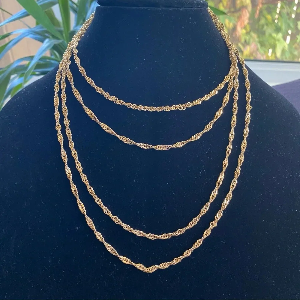 Sparkly Gold Tone Multilayered Necklace - Picture 9 of 9